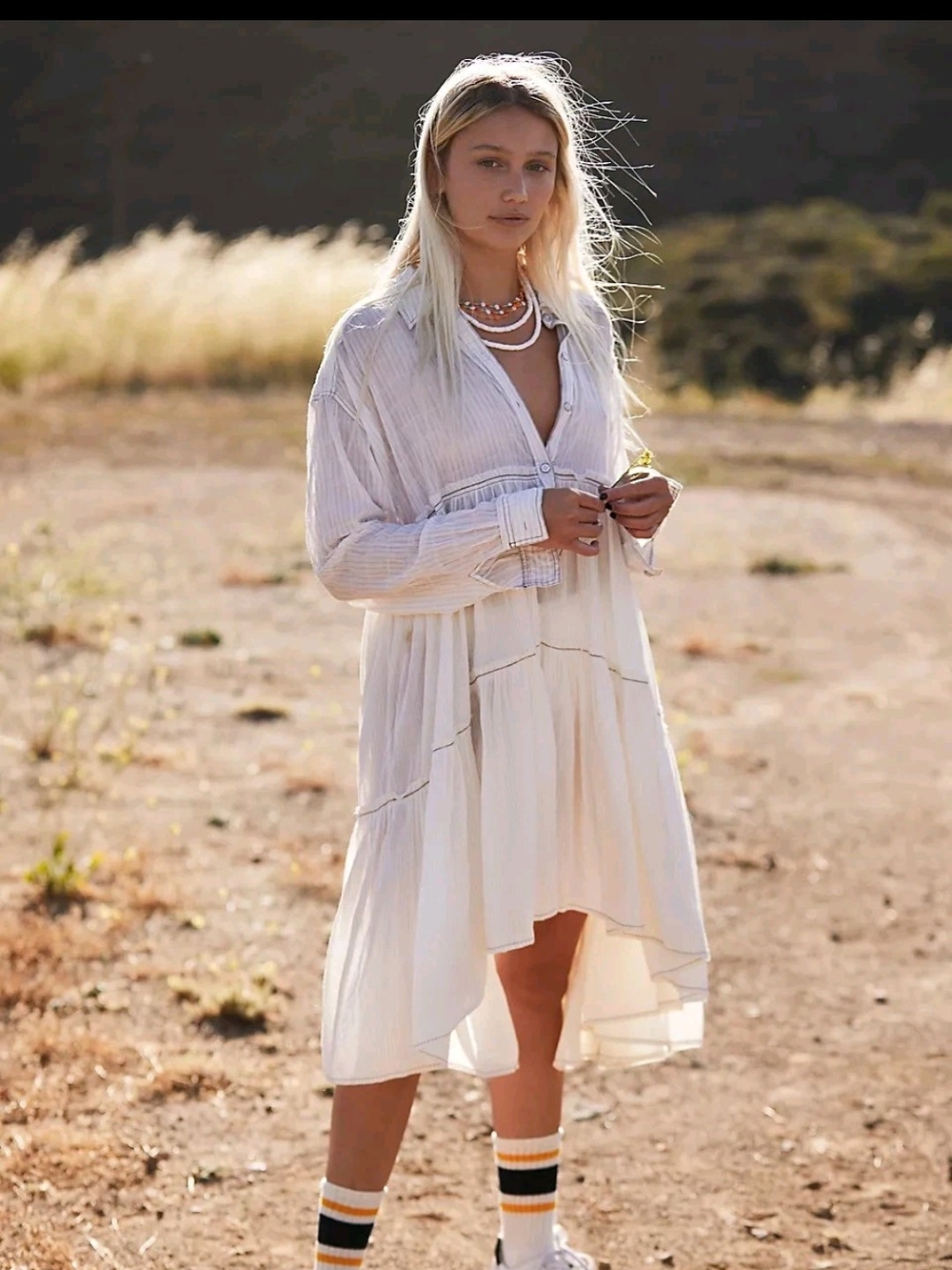 Free People We The Free Portofino Tunic Shirt Dress Sz Small High-low Soft